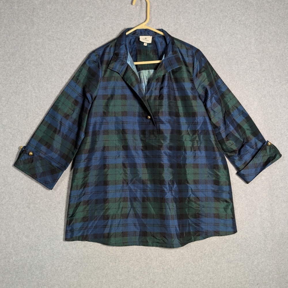 Tuckernuck Blue and Green Plaid Tunic Top